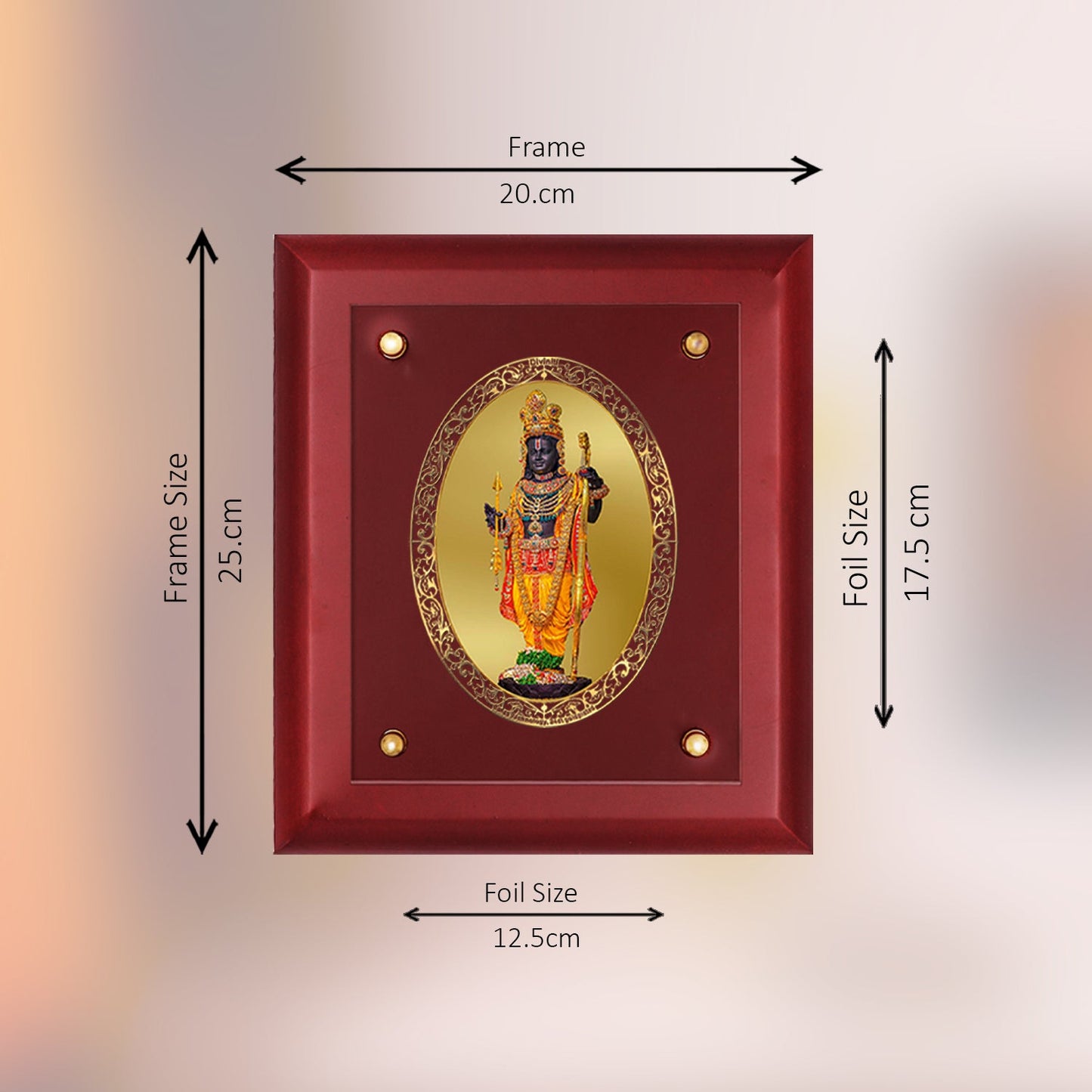 Diviniti 24K Gold Plated Ram Lalla Photo Frame For Home Decor, Wall Hanging Decor, Table, Puja Room & Gift (20 CM X 25 CM)