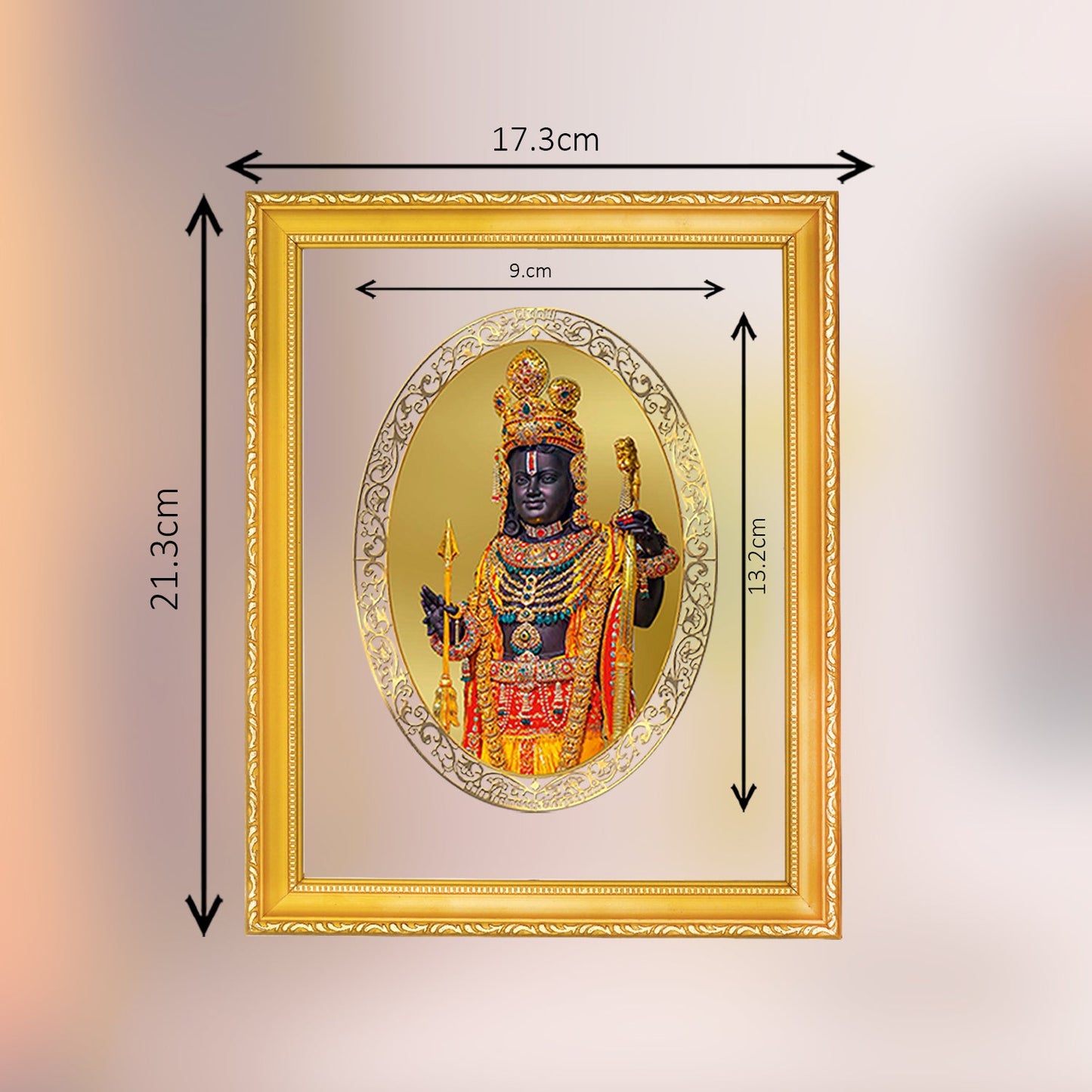 Diviniti 24K Gold Plated Ram Lalla Photo Frame For Home Decor, Table Top, Wall Hanging, Puja Room & Gift (20.8 CM X 16.7 CM)
