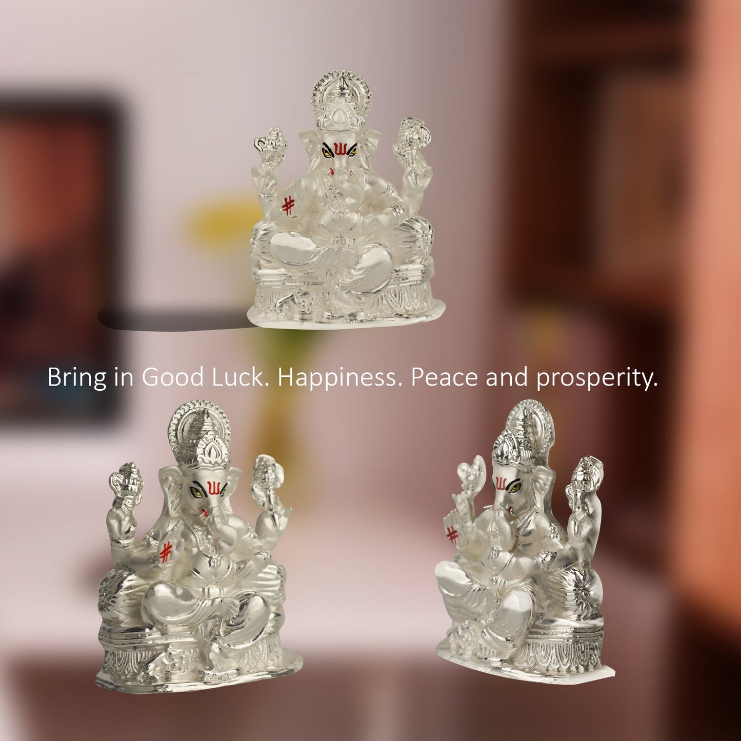 Diviniti 999 Silver Plated Ganesha Idol for Home Decor Showpiece (8 X 7 CM)