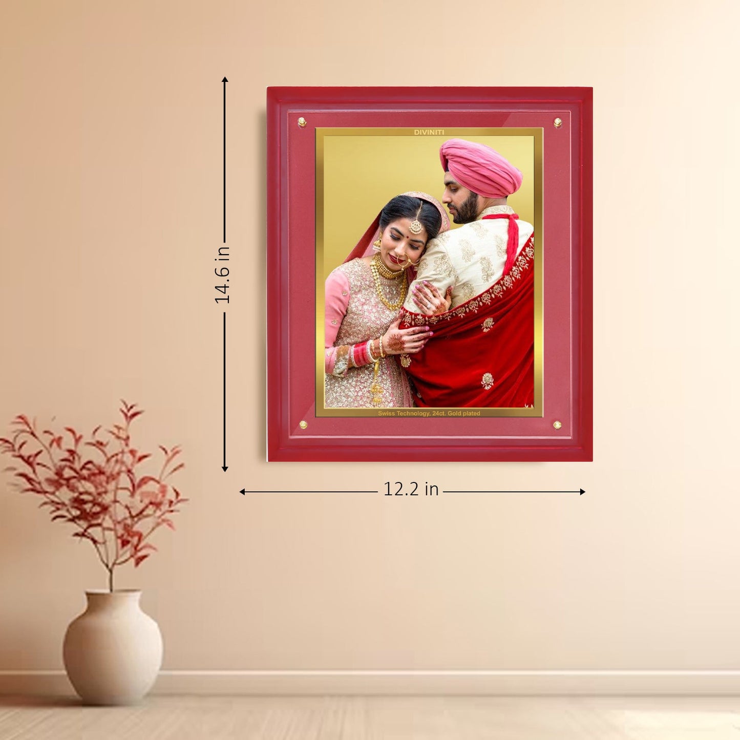 Diviniti Photo Frame With Customized Photo Printed on 24K Gold Plated Foil| Personalized Gift for Birthday, Marriage Anniversary & Celebration With Loved Ones| MDF Frame Size 4