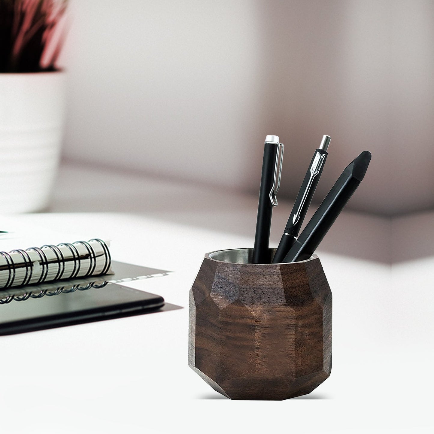 Diviniti Customized Wooden Pen Holder With Gold Colored Design For University