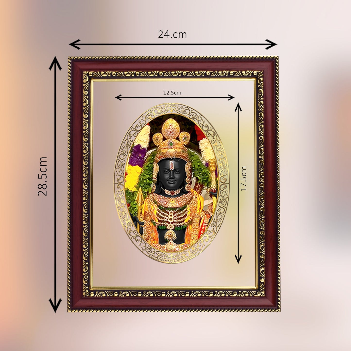 Diviniti 24K Gold Plated Ram Lalla Photo Frame For Home Decor, Table Top, Wall Hanging, Puja & Gift (28 CM X 23 CM)