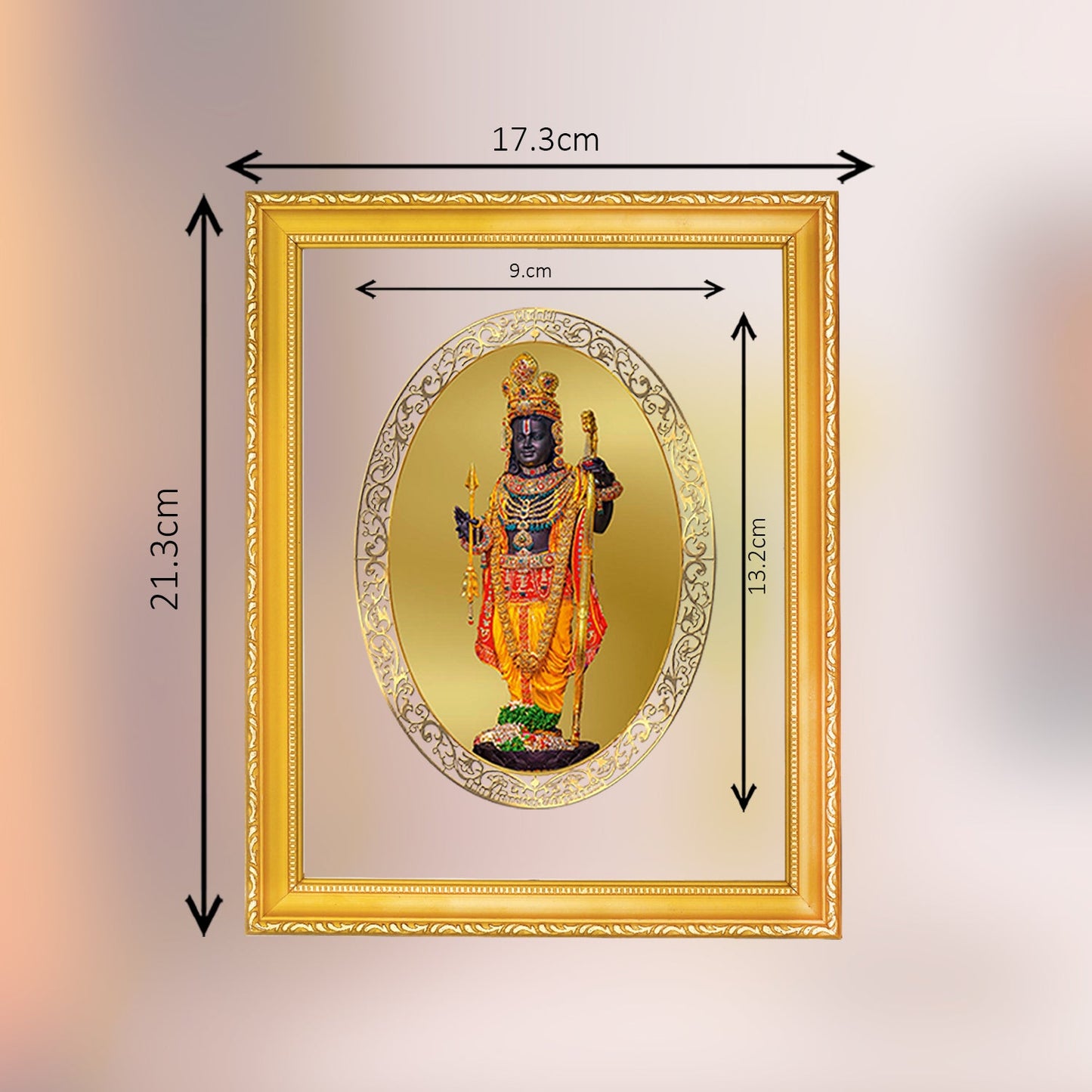Diviniti 24K Gold Plated Ram Lalla Photo Frame For Home Decor, Table Top, Wall Hanging, Puja Room & Gift (20.8 CM X 16.7 CM)