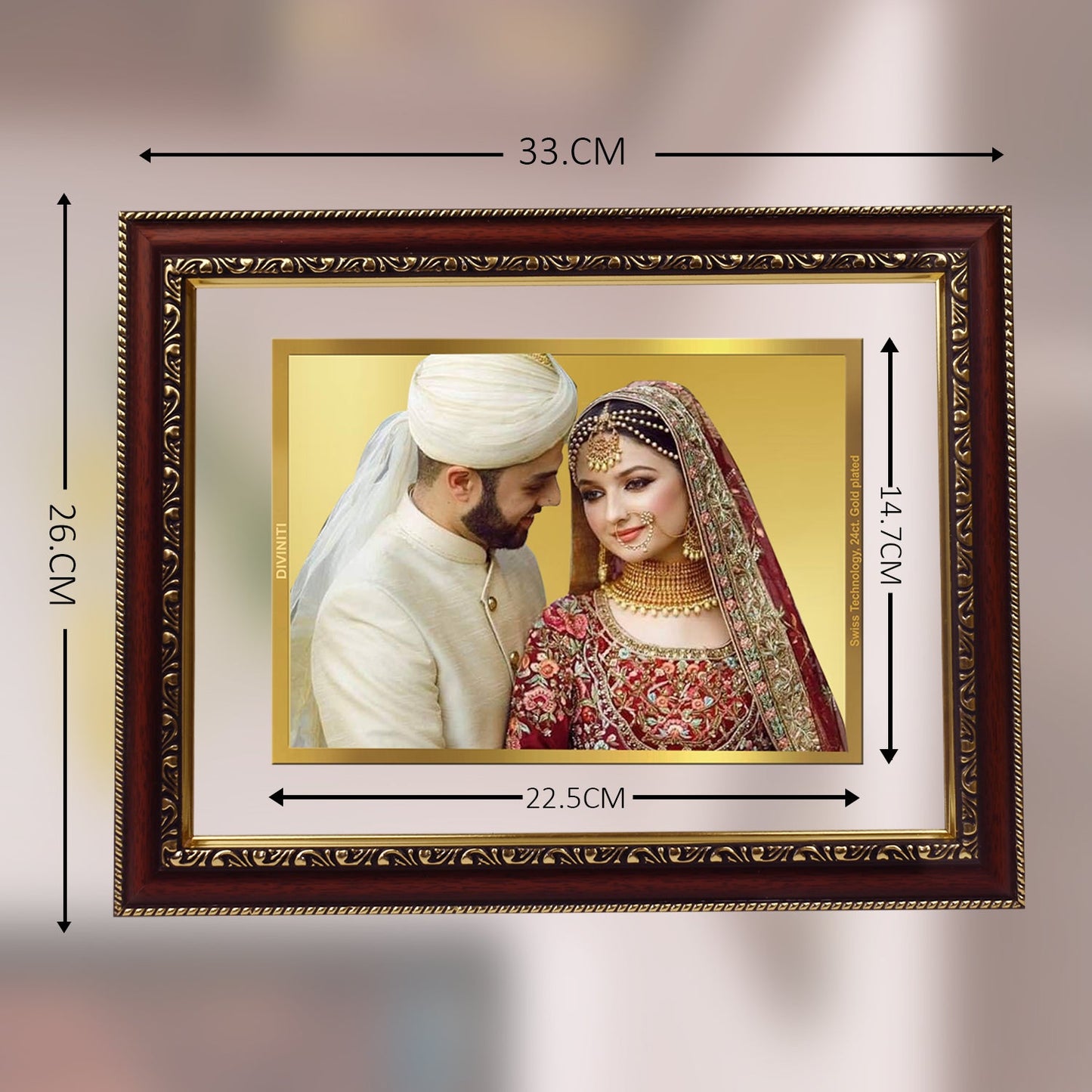 Diviniti Photo Frame With Customized Photo Printed on 24K Gold Plated Foil| Personalized Gift for Birthday, Marriage Anniversary & Celebration With Loved Ones|DG 105 S3