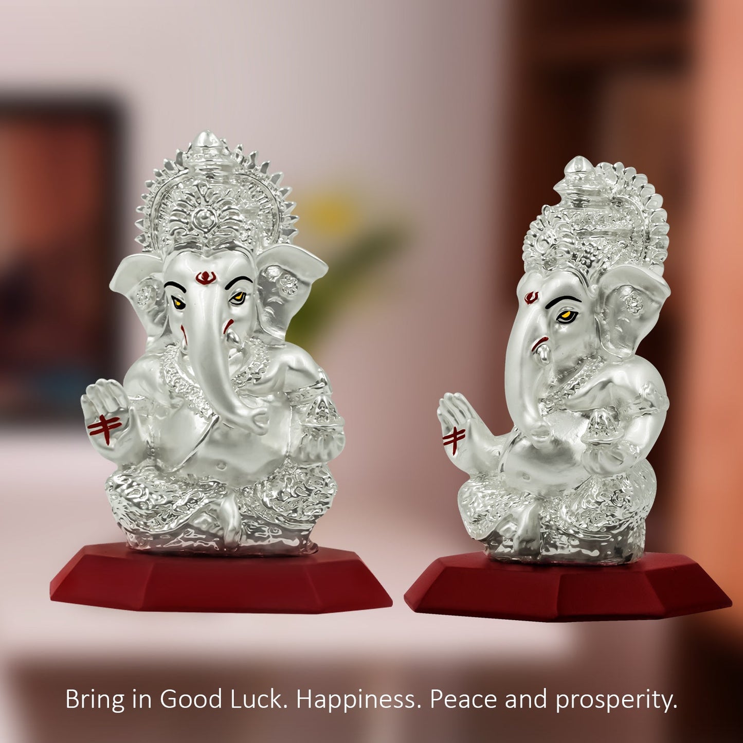 Diviniti 999 Silver Plated Ganesha Idol for Home Decor Showpiece (10X7CM)