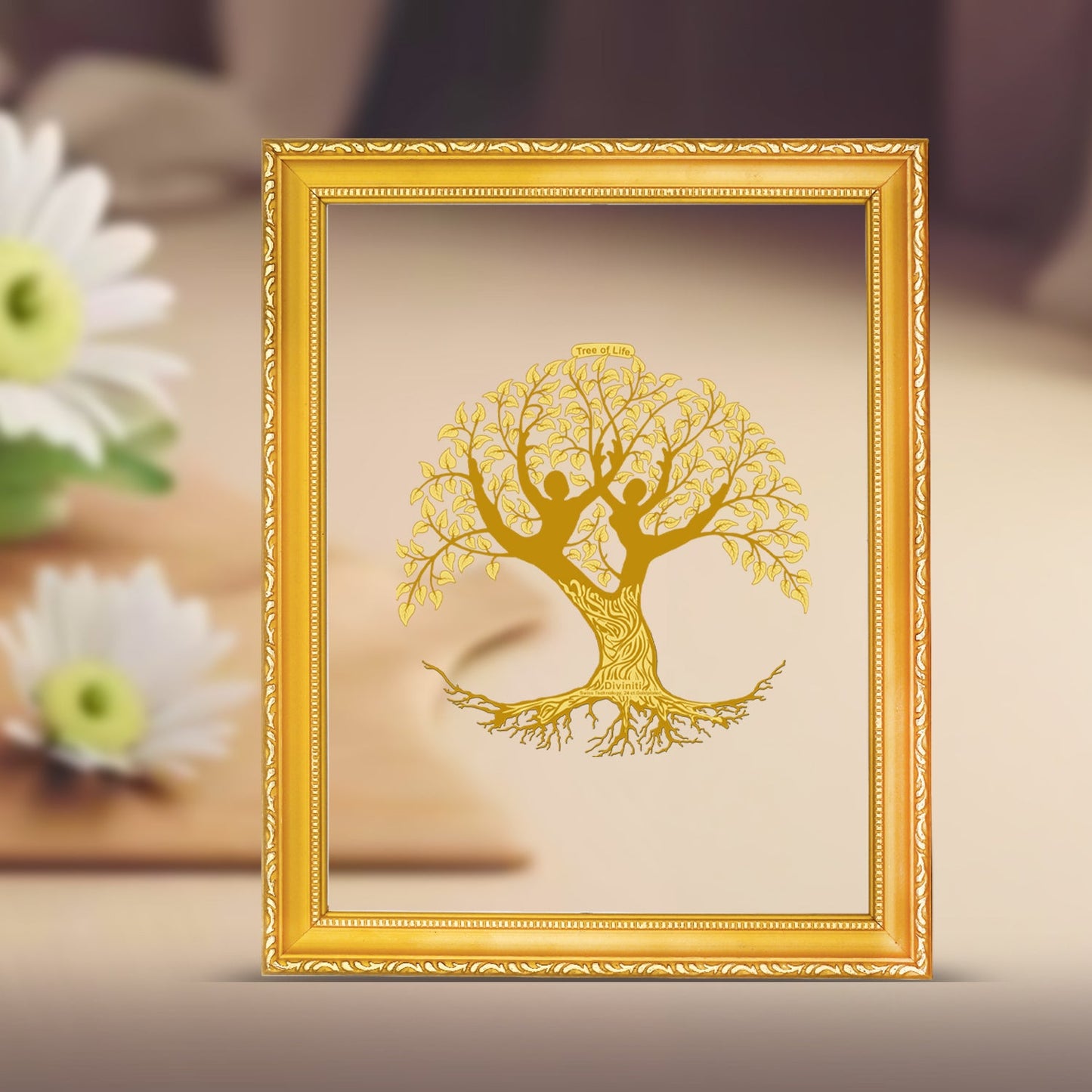 Diviniti 24K Gold Plated Tree of Life Photo Frame For Home Decor & Wall Hanging (20.8 CM X 16.7 CM)