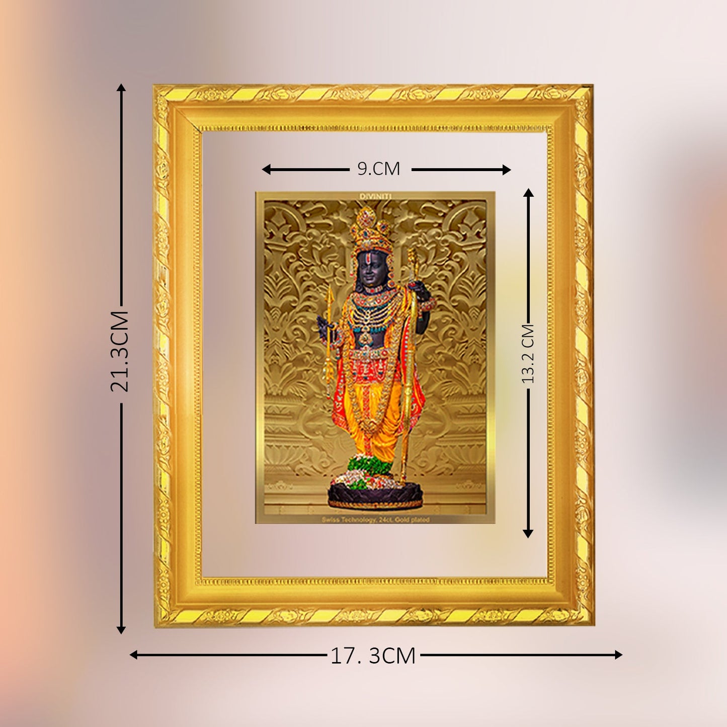 Diviniti 24K Gold Plated Ram Lalla Photo Frame For Home Decor, Table Decor, Wall Hanging, Puja Room & Gift (20.8 CM X 16.7 CM)