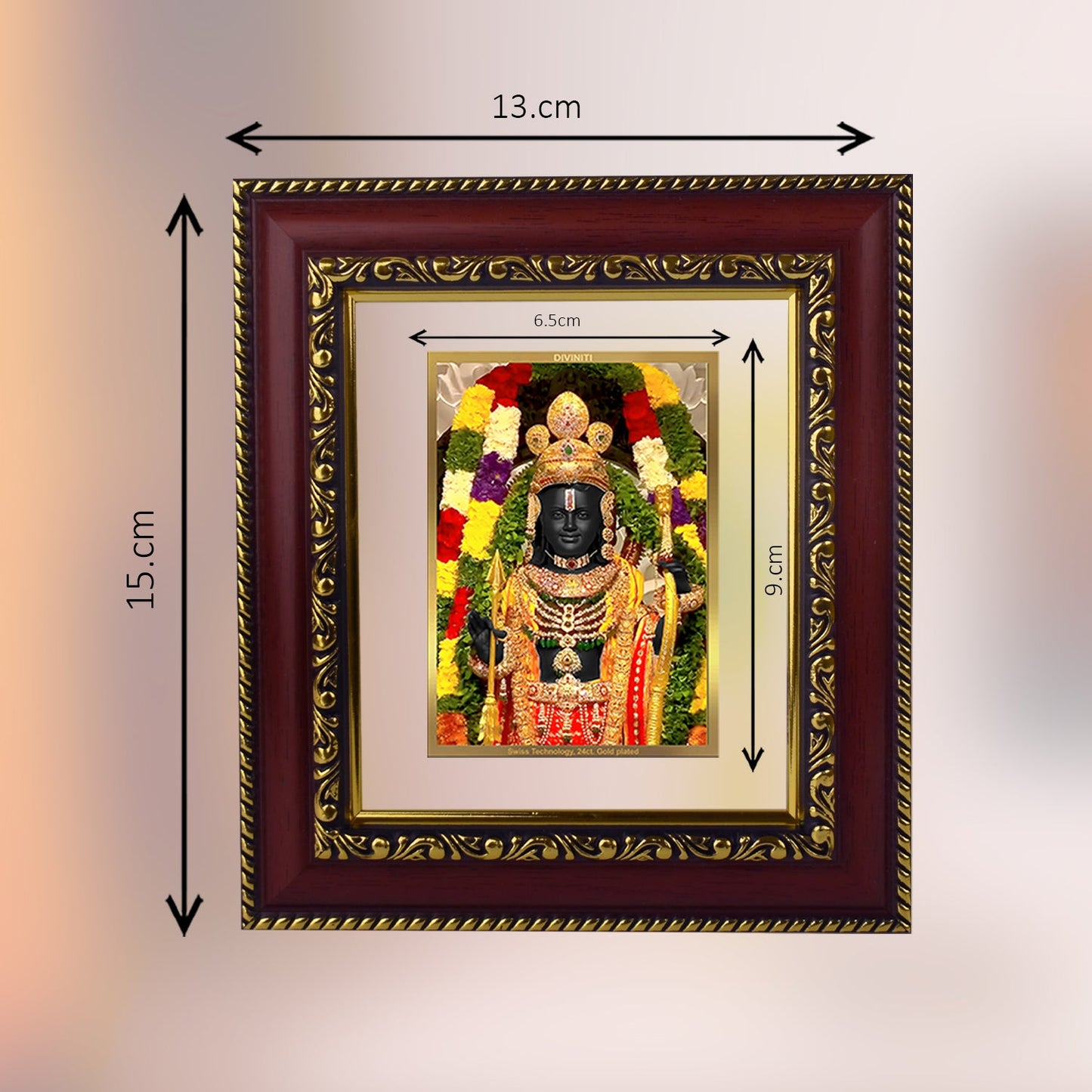 Diviniti 24K Gold Plated Ram Lalla Photo Frame For Home Decor, Table Top, Wall Decor, Puja Room & Gift (13 CM X 15 CM)