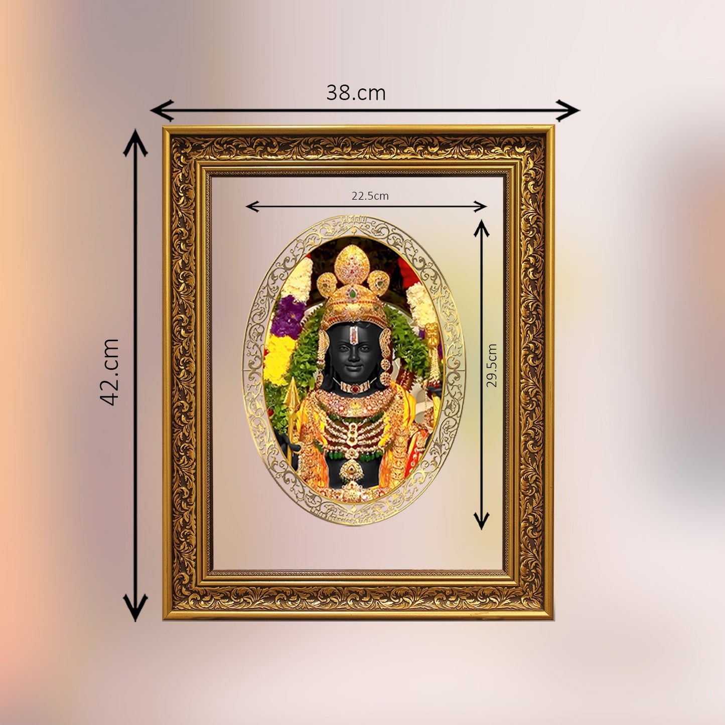 Diviniti 24K Gold Plated Ram Lalla Photo Frame For Home Decor Showpiece, Wall Hanging Decor, Puja Room & Gift (56 X 71 CM)
