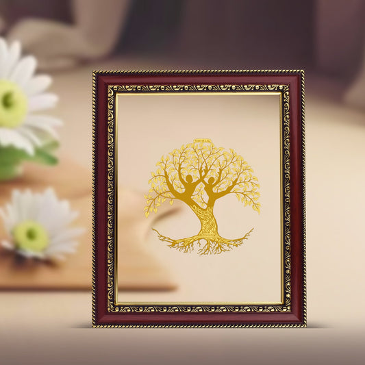 Diviniti 24K Gold Plated Tree of Life Photo Frame For Home Decor & Wall Hanging (28 CM X 23 CM)