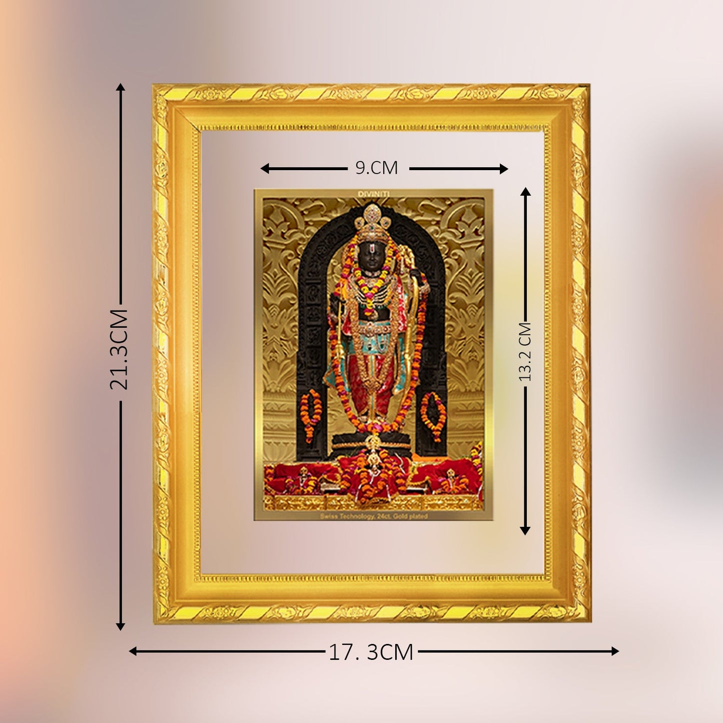 Diviniti 24K Gold Plated Ram Lalla Photo Frame For Home Decor, Table Top, Wall Hanging, Puja Room & Gift (20.8 CM X 16.7 CM)