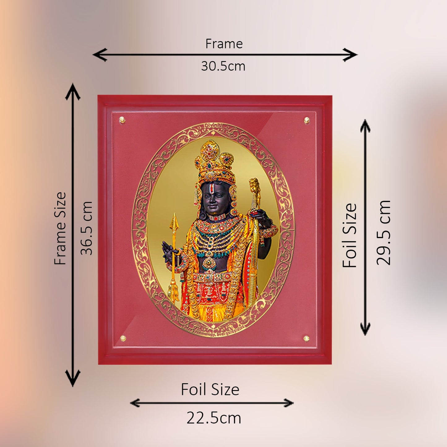 Diviniti 24K Gold Plated Ram Lalla Photo Frame For Home Decor, Wall Hanging Decor, Puja Room & Gift (36.5 CM X 30.5 CM)