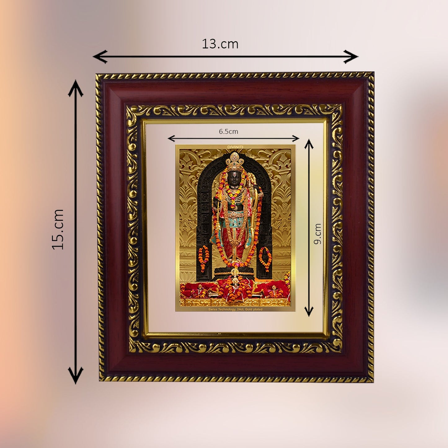 Diviniti 24K Gold Plated Ram Lalla Photo Frame For Home Decor, Table Top, Wall Decor, Puja Room & Gift (13 CM X 15 CM)
