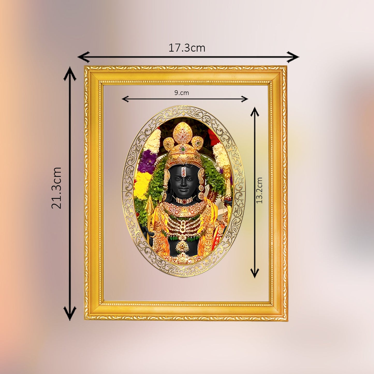 Diviniti 24K Gold Plated Ram Lalla Photo Frame For Home Decor, Table Top, Wall Hanging, Puja Room & Gift (20.8 CM X 16.7 CM)