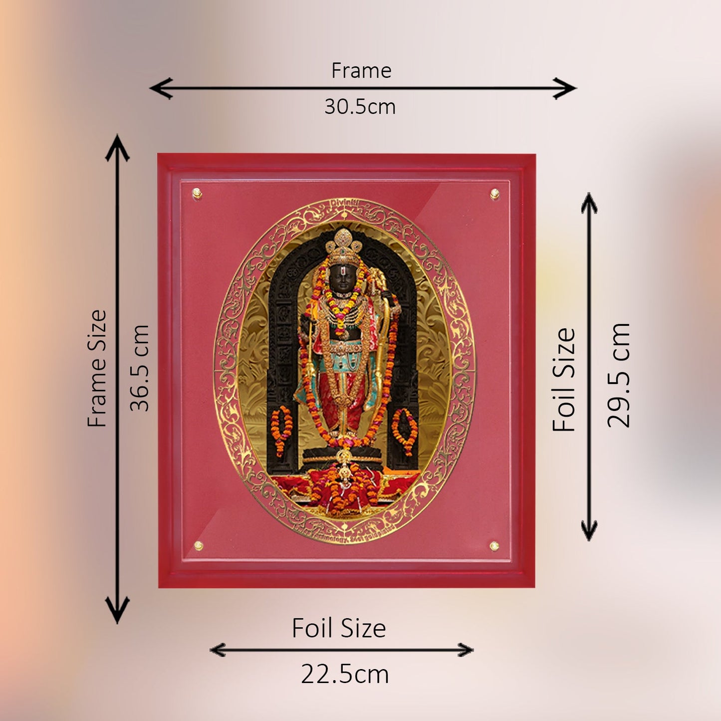 Diviniti 24K Gold Plated Ram Lalla Photo Frame for Home Decor, Wall Hanging Decor, Puja Room & Gift (36.5 CM X 30.5 CM)