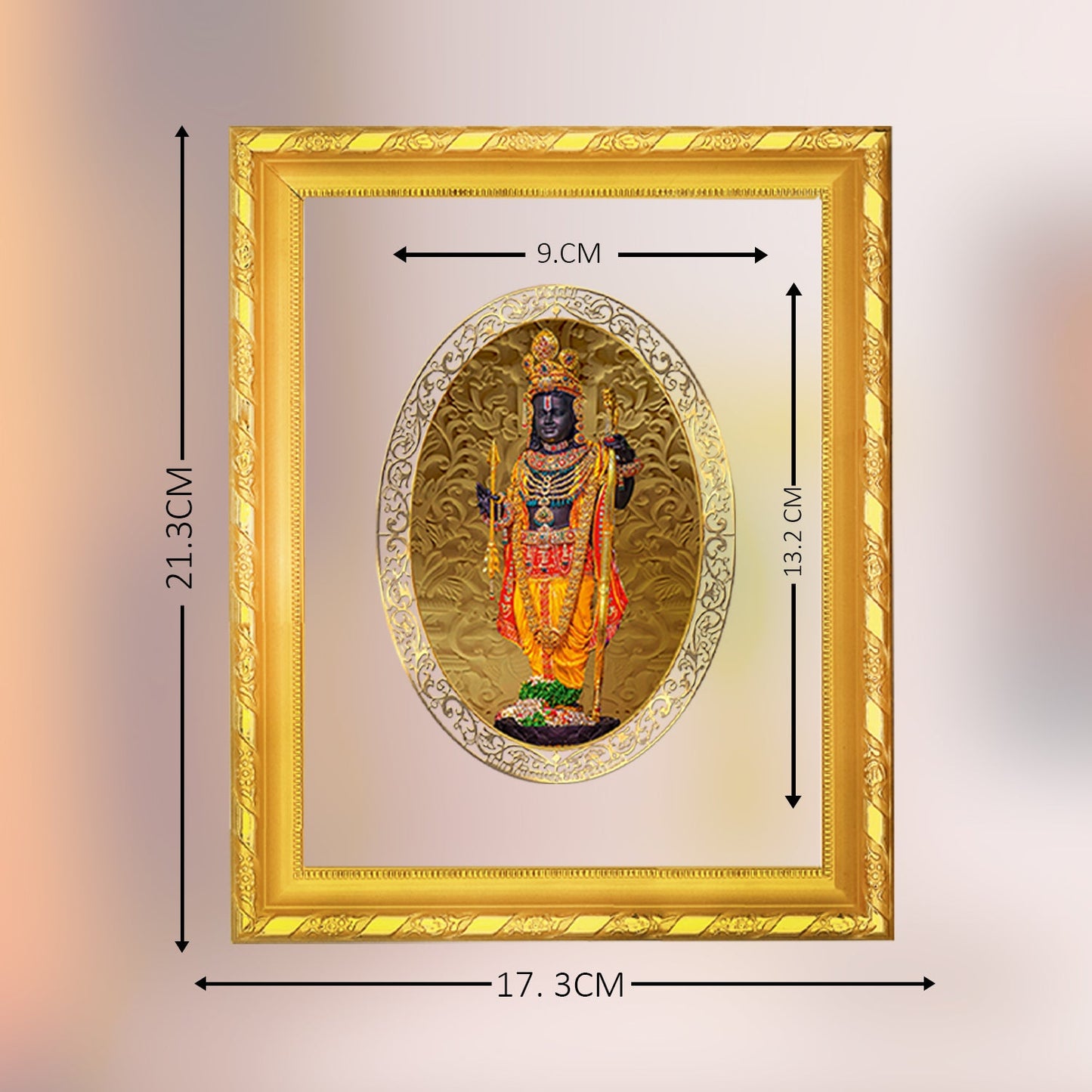 Diviniti 24K Gold Plated Ram Lalla Photo Frame For Home Decor, Table Top, Wall Hanging, Puja Room & Gift (20.8 CM X 16.7 CM)