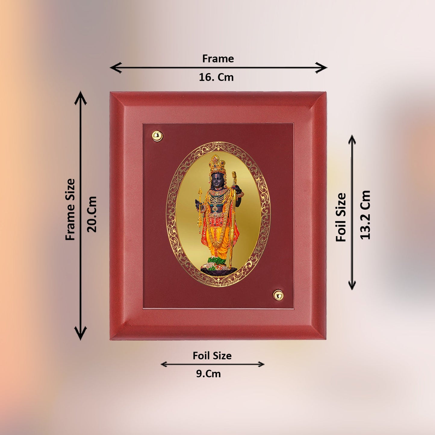 Diviniti 24K Gold Plated Ram Lalla Photo Frame For Home Decor, Wall Hanging Decor, Table, Puja Room & Gift (16 CM X 20 CM)