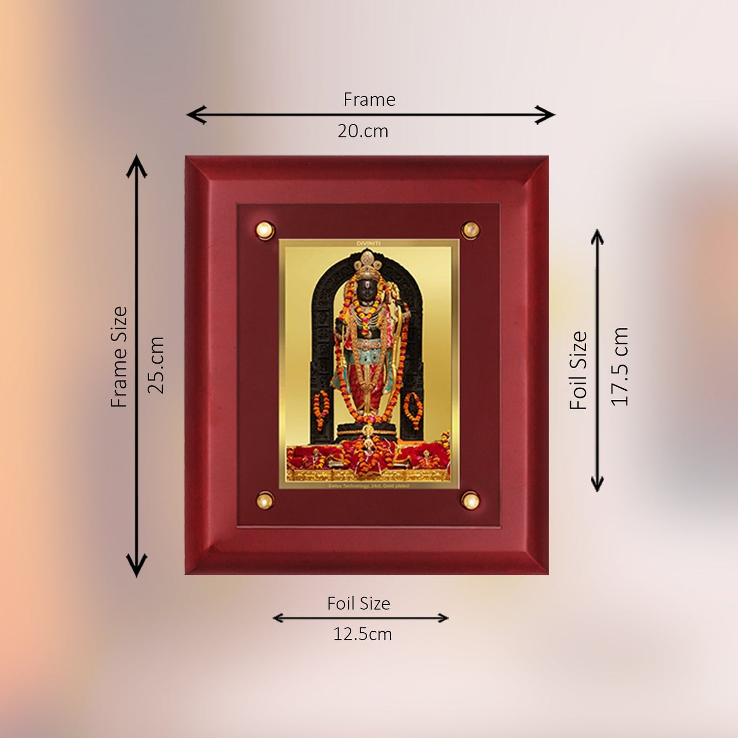 Diviniti 24K Gold Plated Ram Lalla Photo Frame For Home Decor, Wall Decor, Table Top, Puja Room & Gift (20 CM X 25 CM)