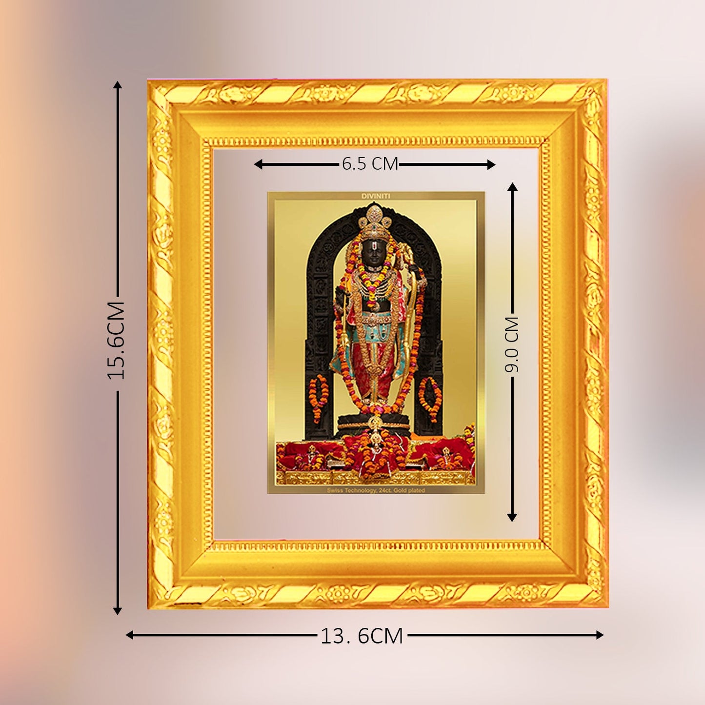 Diviniti 24K Gold Plated Ram Lalla Photo Frame For Home Decor, Table Top, Wall Decor, Puja Room & Gift (13 CM X 15 CM)