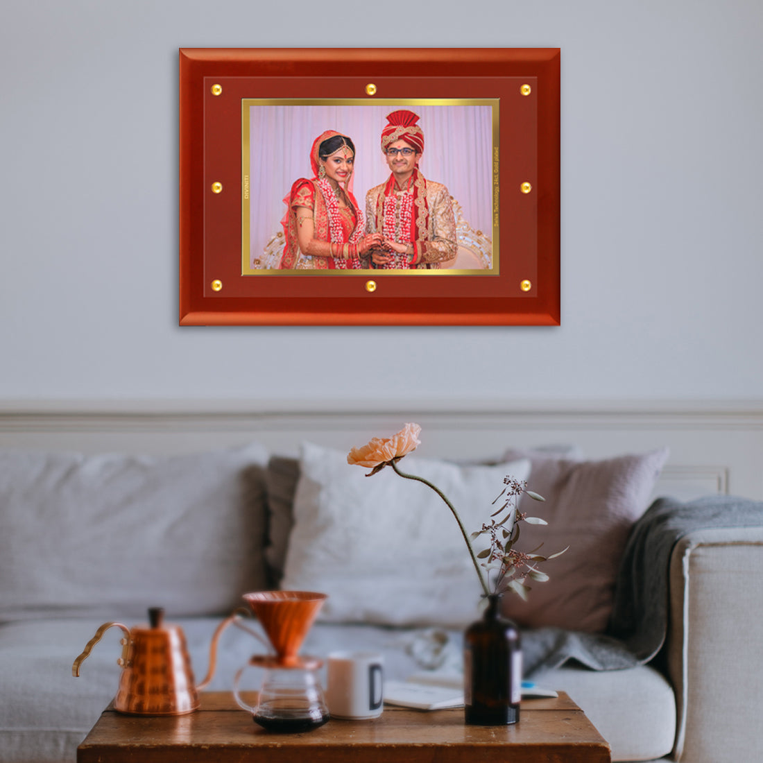 Diviniti Photo Frame With Customized Photo Printed on 24K Gold Plated Foil| Personalized Gift for Birthday, Marriage Anniversary & Celebration With Loved Ones| MDF Frame Size 4.5