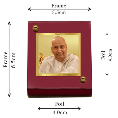 Diviniti 24K Gold Plated Guruji Frame For Car Dashboard, Home Decor, Table, Gift (5.5 x 6.5 CM)