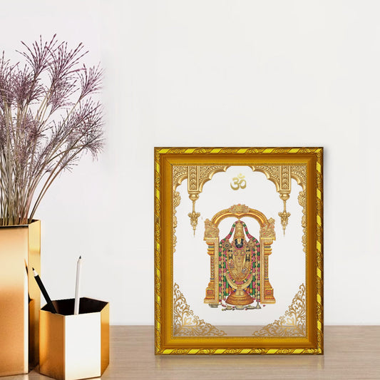 Diviniti 24K Gold Plated Balaji Photo Frame for Home Decor Showpiece (21.5 CM x 17.5 CM)