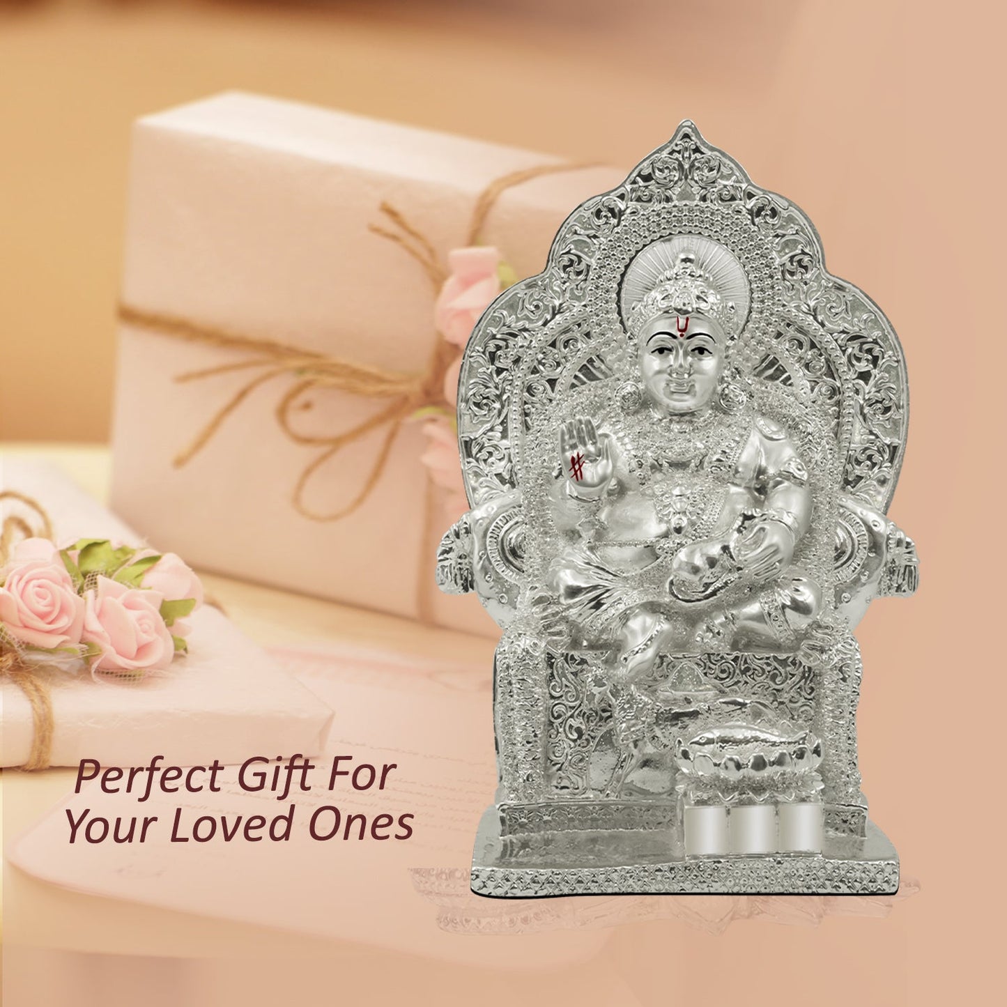 Diviniti 999 Silver Plated Kuber Idol for Home Decor Showpiece (17.5 X 12 CM)