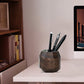 Diviniti Customized Wooden Pen Holder With Gold Colored Design For University