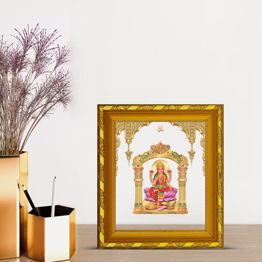 Diviniti 24K Gold Plated Laxmi Mata Photo Frame for Home Decor, Table (15 CM x 13 CM)