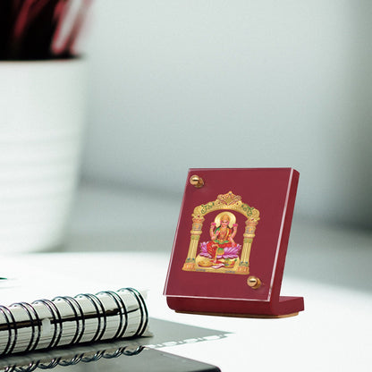 Diviniti 24K Gold Plated Lakshmi Mata Frame For Car Dashboard, Puja, Gift & Prosperity (5.5 x 6.5 CM)
