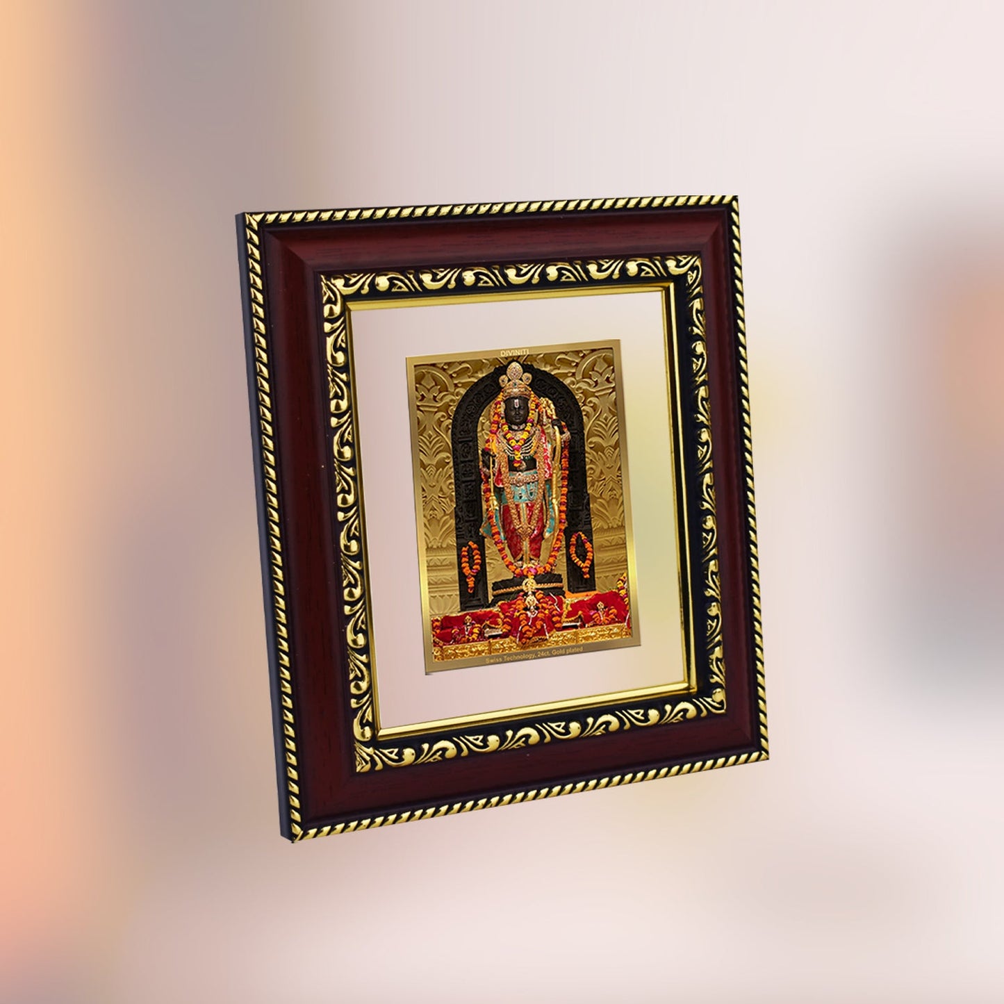 Diviniti 24K Gold Plated Ram Lalla Photo Frame For Home Decor, Table Top, Wall Decor, Puja Room & Gift (13 CM X 15 CM)