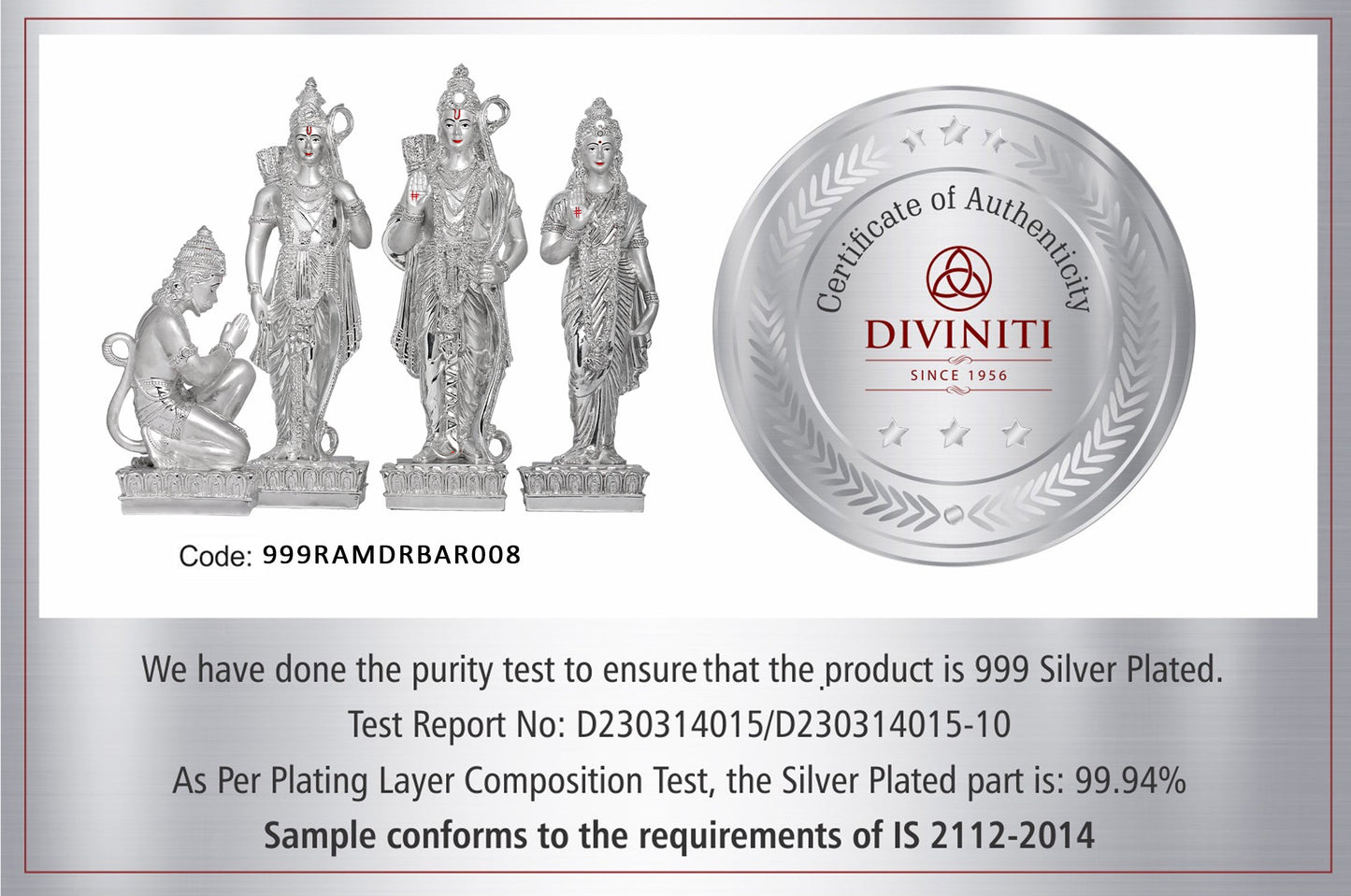 Diviniti 999 Silver Plated Ram Darbar Idol For Home Decor Showpiece, Office, Table Decor, Puja & Gift