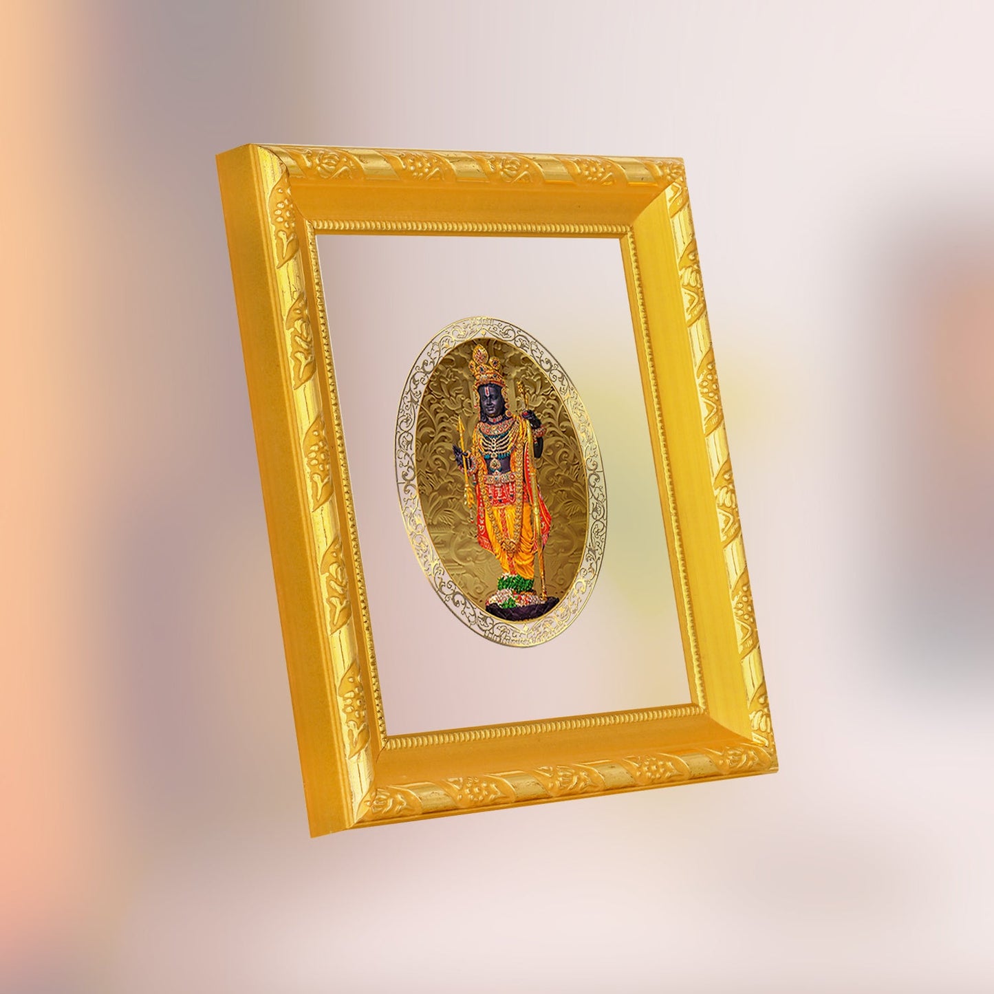 Diviniti 24K Gold Plated Ram Lalla Photo Frame For Home Decor, Wall Hanging, Table Top, Puja Room & Gift (13 X 15 CM)