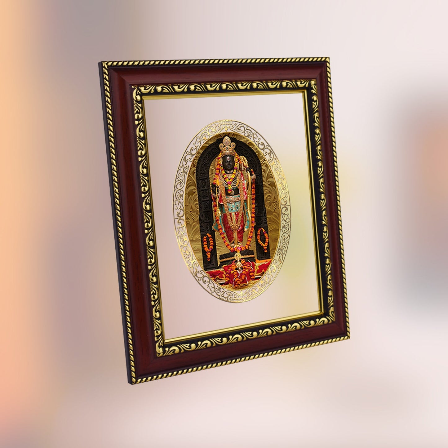Diviniti 24K Gold Plated Ram Lalla Photo Frame For Home Decor, Table Top, Wall Hanging, Puja Room & Gift (20.8 CM X 16.7 CM)