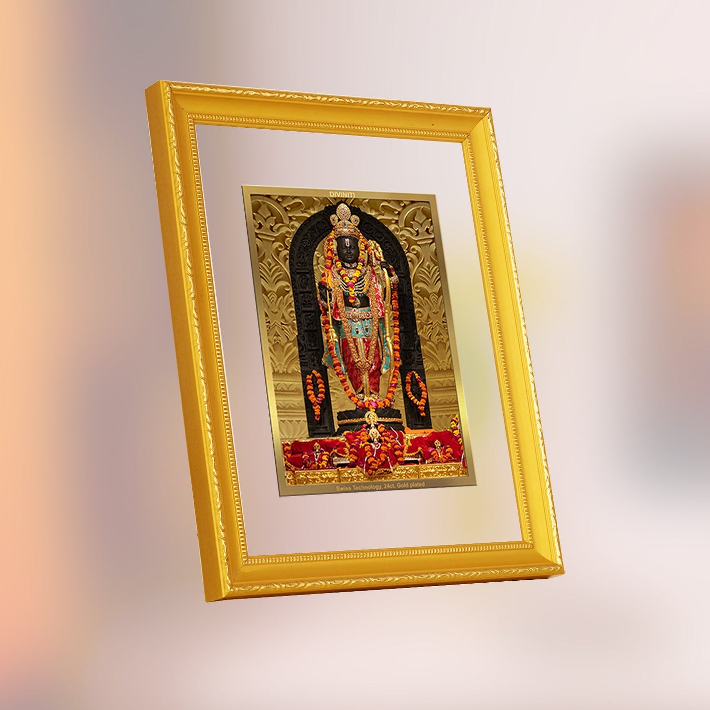 Diviniti 24K Gold Plated Ram Lalla Photo Frame For Home Decor, Table Top, Wall Hanging, Puja Room & Gift (20.8 CM X 16.7 CM)