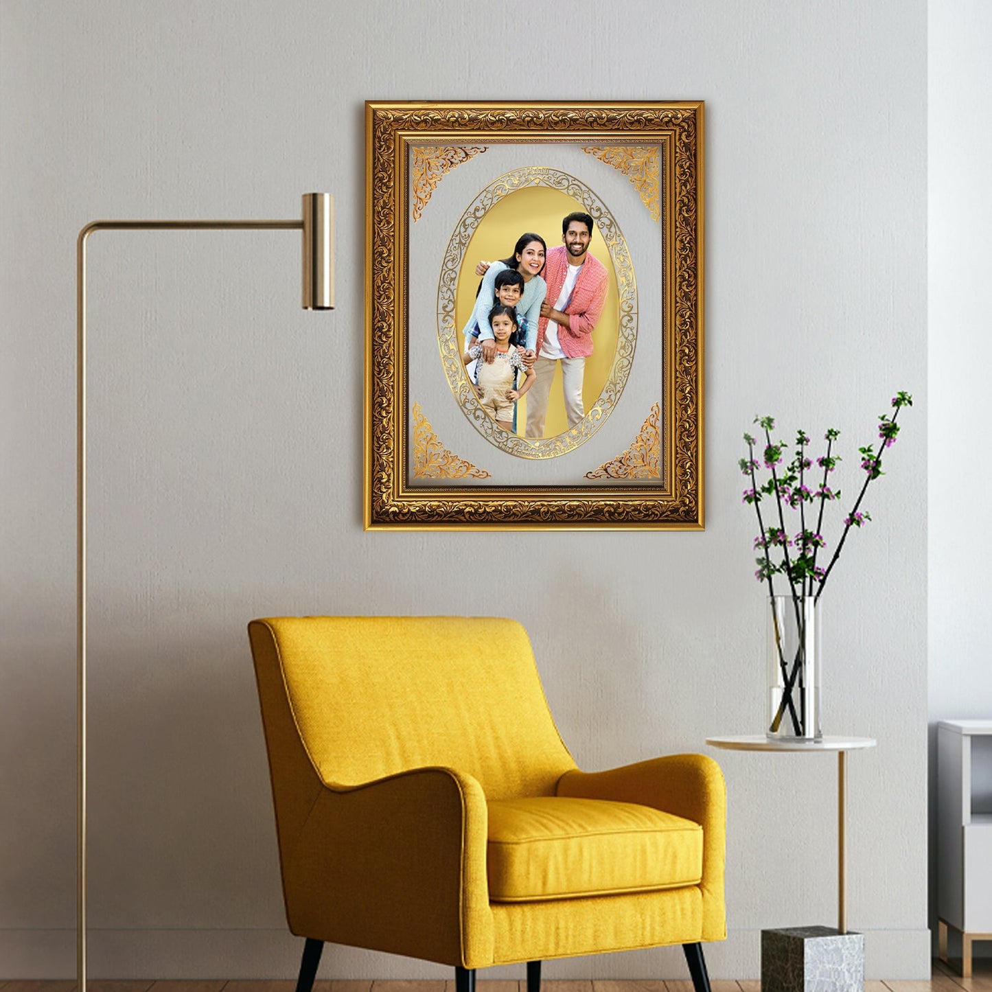 Diviniti Photo Frame With Customized Photo Printed on 24K Gold Plated Foil| Personalized Gift for Birthday, Marriage Anniversary & Celebration With Loved Ones|DG 093 Size 5