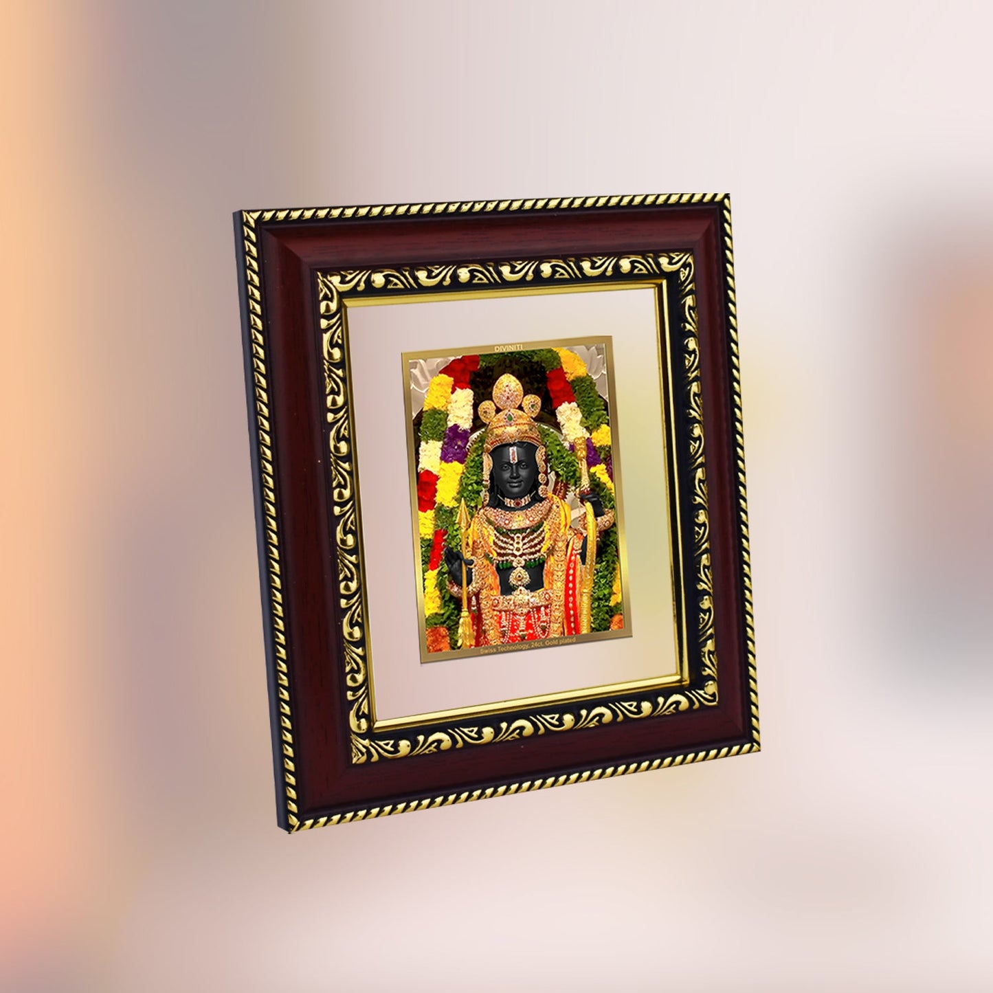 Diviniti 24K Gold Plated Ram Lalla Photo Frame For Home Decor, Table Top, Wall Decor, Puja Room & Gift (13 CM X 15 CM)