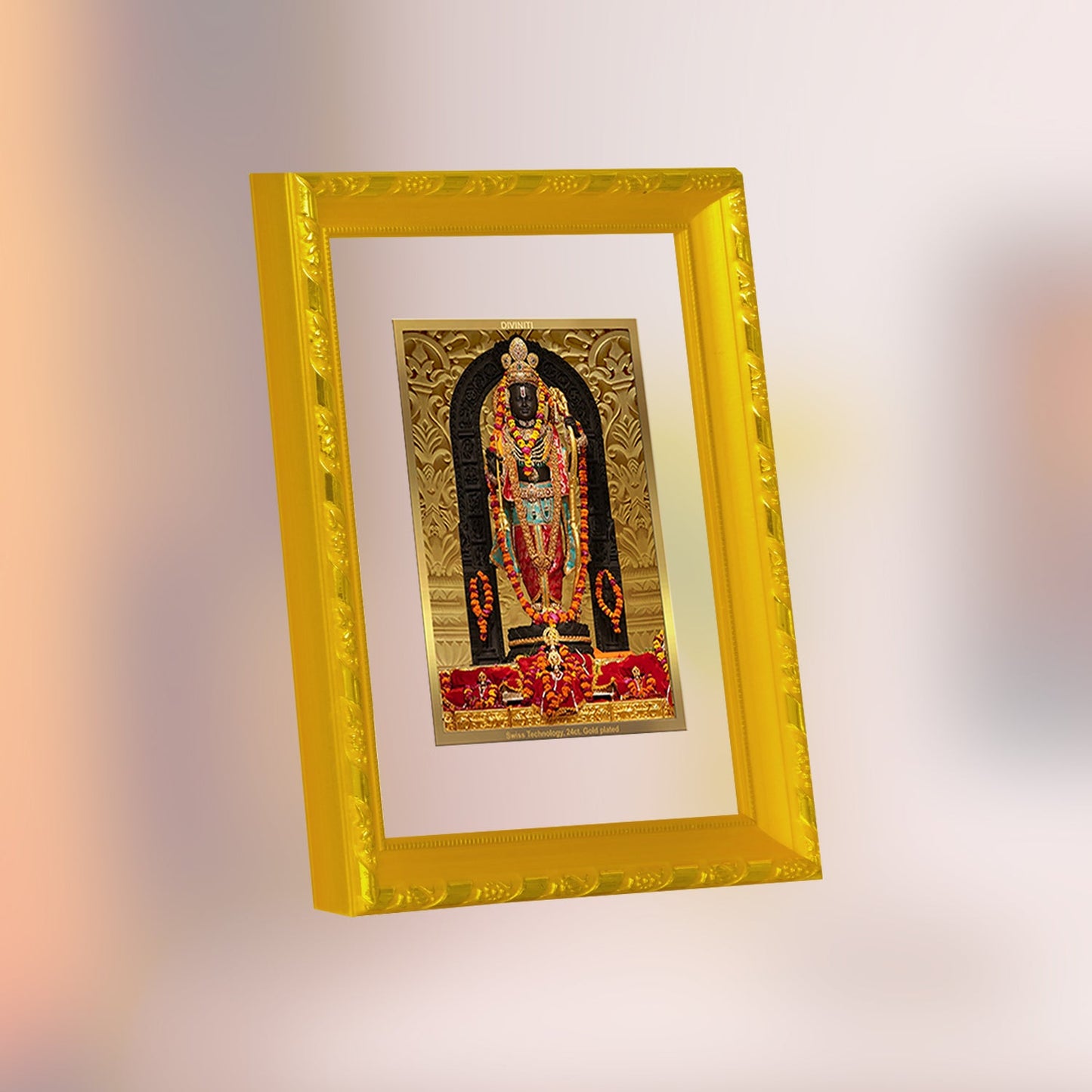 Diviniti 24K Gold Plated Ram Lalla Photo Frame For Home Decor, Table Top, Wall Hanging, Puja Room & Gift (20.8 CM X 16.7 CM)