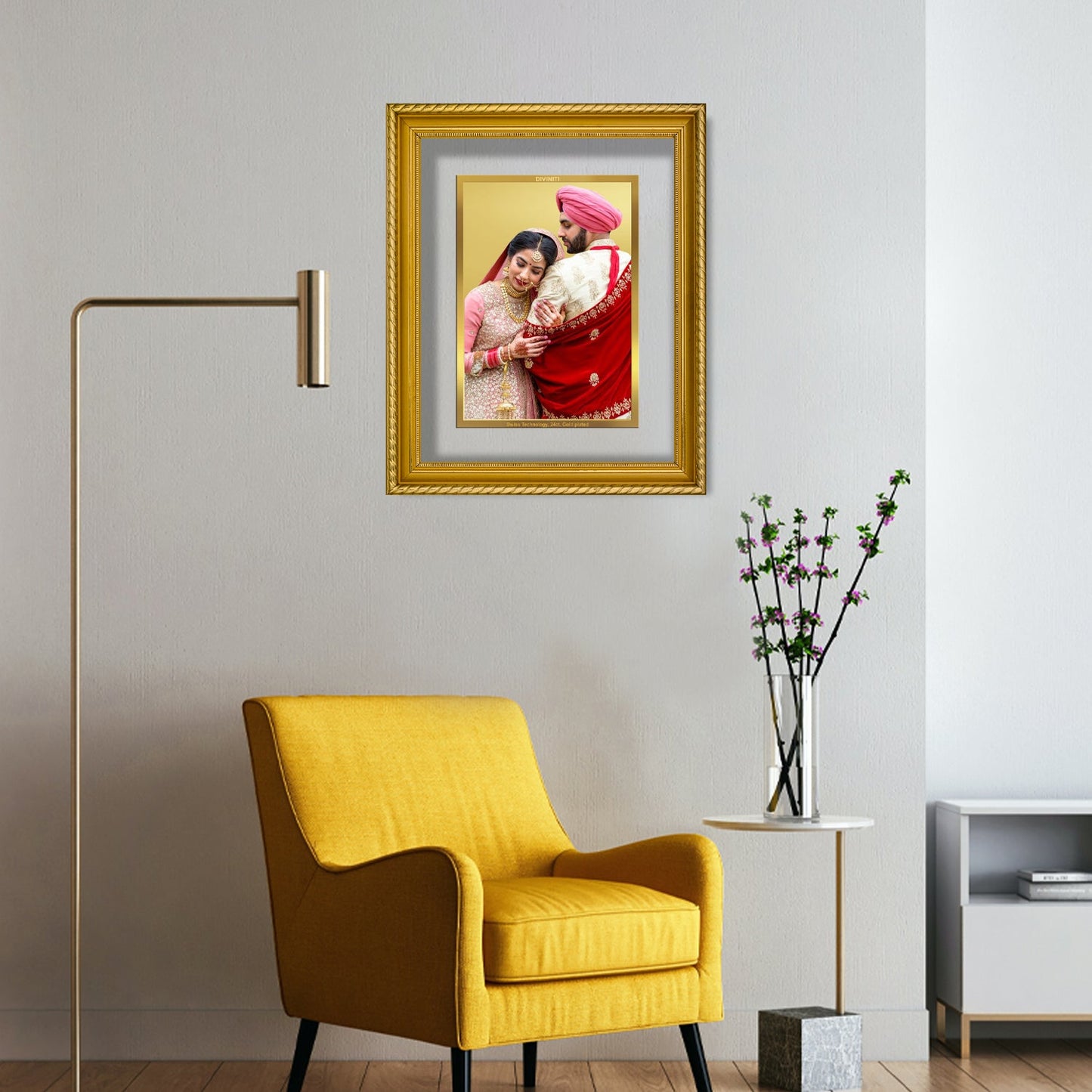 Diviniti Photo Frame With Customized Photo Printed on 24K Gold Plated Foil| Personalized Gift for Birthday, Marriage Anniversary & Celebration With Loved Ones|DG 056 S2.5