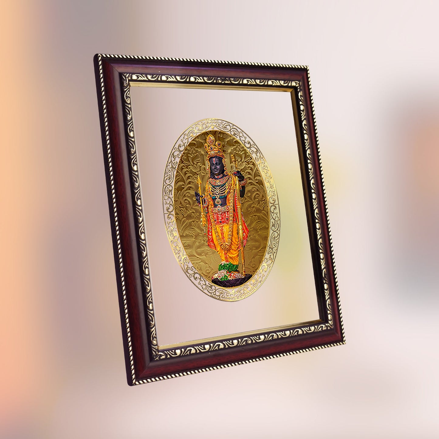 Diviniti 24K Gold Plated Ram Lalla Photo Frame For Home Decor, Table Top, Wall Hanging, Puja & Gift (28 CM X 23 CM)