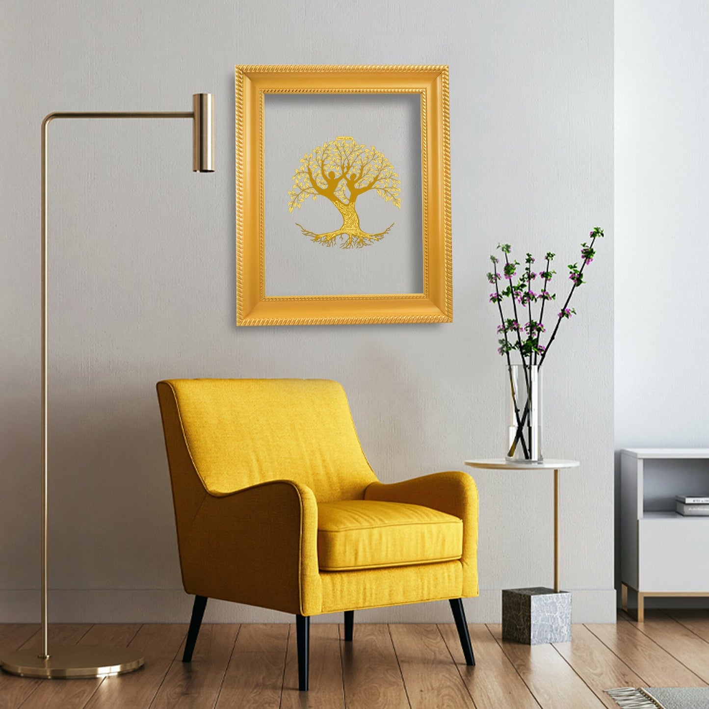 Diviniti 24K Gold Plated Tree of Life Photo Frame For Home Decor & Wall Hanging (28 CM X 23 CM)