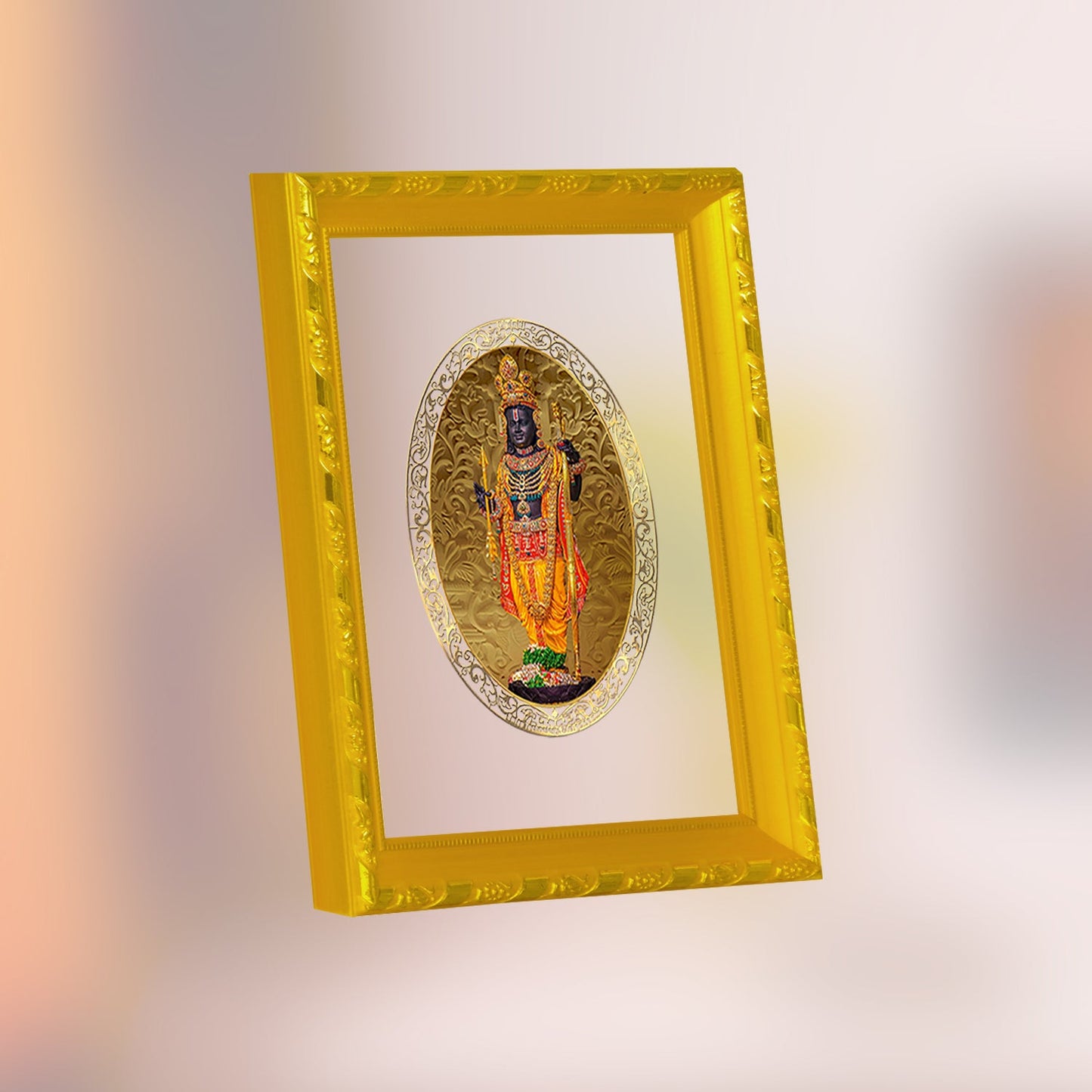 Diviniti 24K Gold Plated Ram Lalla Photo Frame For Home Decor, Table Top, Wall Hanging, Puja Room & Gift (20.8 CM X 16.7 CM)