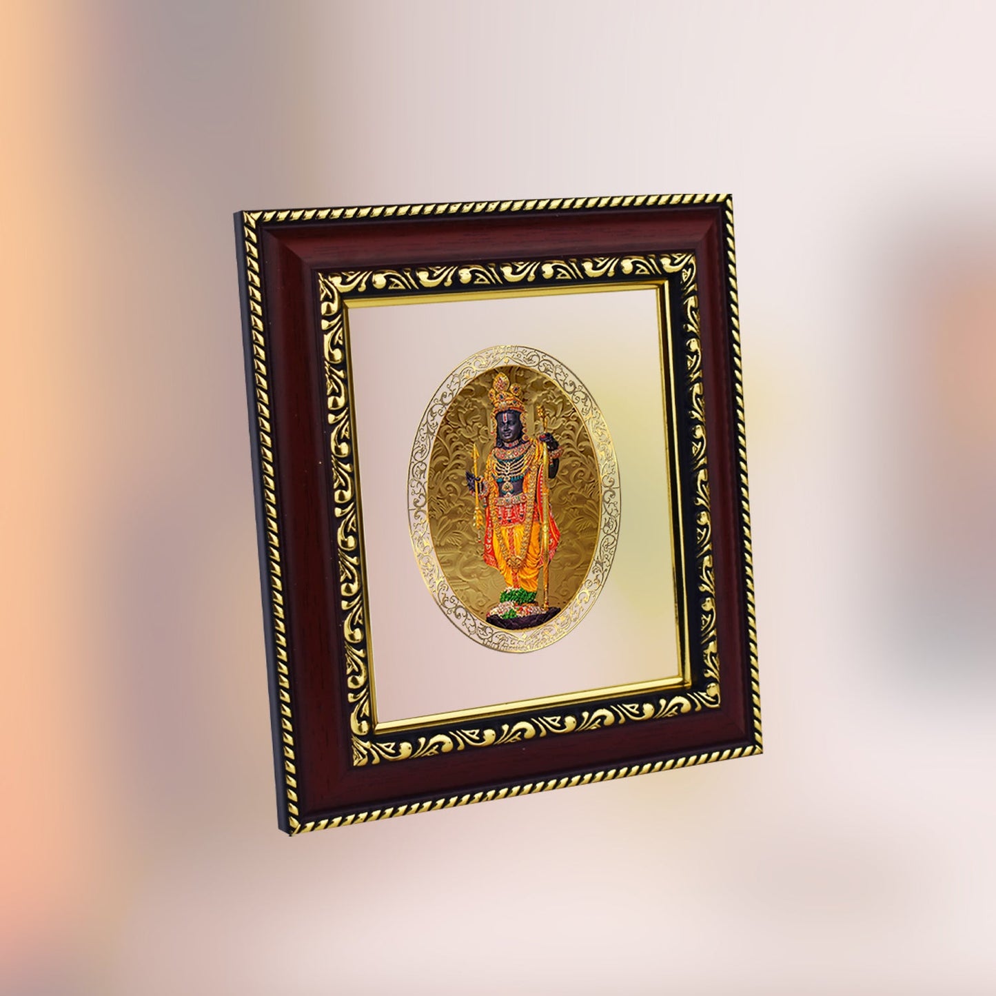 Diviniti 24K Gold Plated Ram Lalla Photo Frame For Home Decor, Wall Hanging, Table Top, Puja Room & Gift (13 X 15 CM)