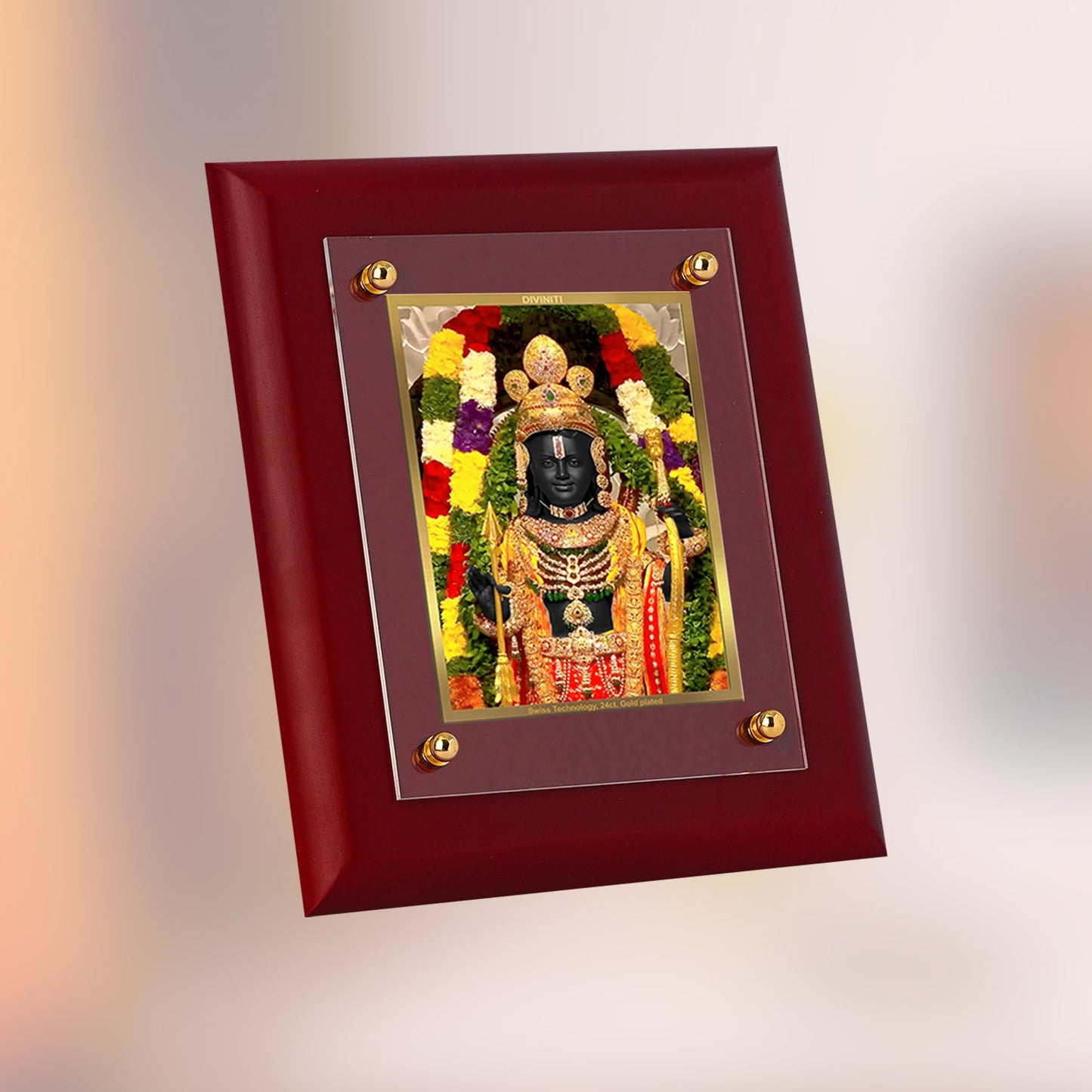 Diviniti 24K Gold Plated Ram Lalla Photo Frame For Home Decor, Wall Hanging Decor, Table, Puja Room & Gift (20 CM X 25 CM)