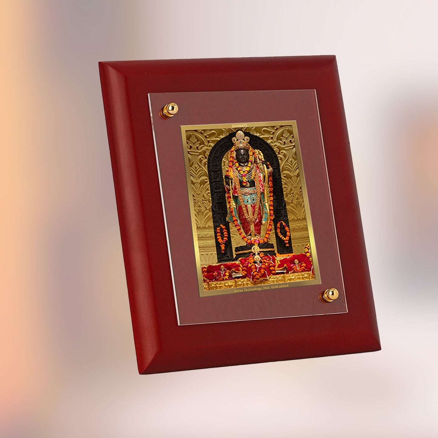 Diviniti 24K Gold Plated Ram Lalla Photo Frame For Home Decor, Table Top, Wall Hanging, Puja Room & Gift (14.7 CM X 17.1 CM)