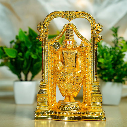 Diviniti 24K Gold Plated Tirupati Balaji Idol for Home Decor Showpiece (20X13CM)