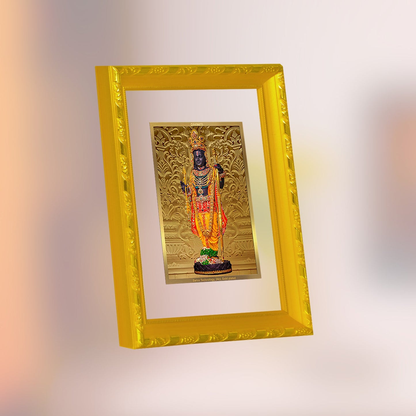 Diviniti 24K Gold Plated Ram Lalla Photo Frame For Home Decor, Table Decor, Wall Hanging, Puja Room & Gift (20.8 CM X 16.7 CM)