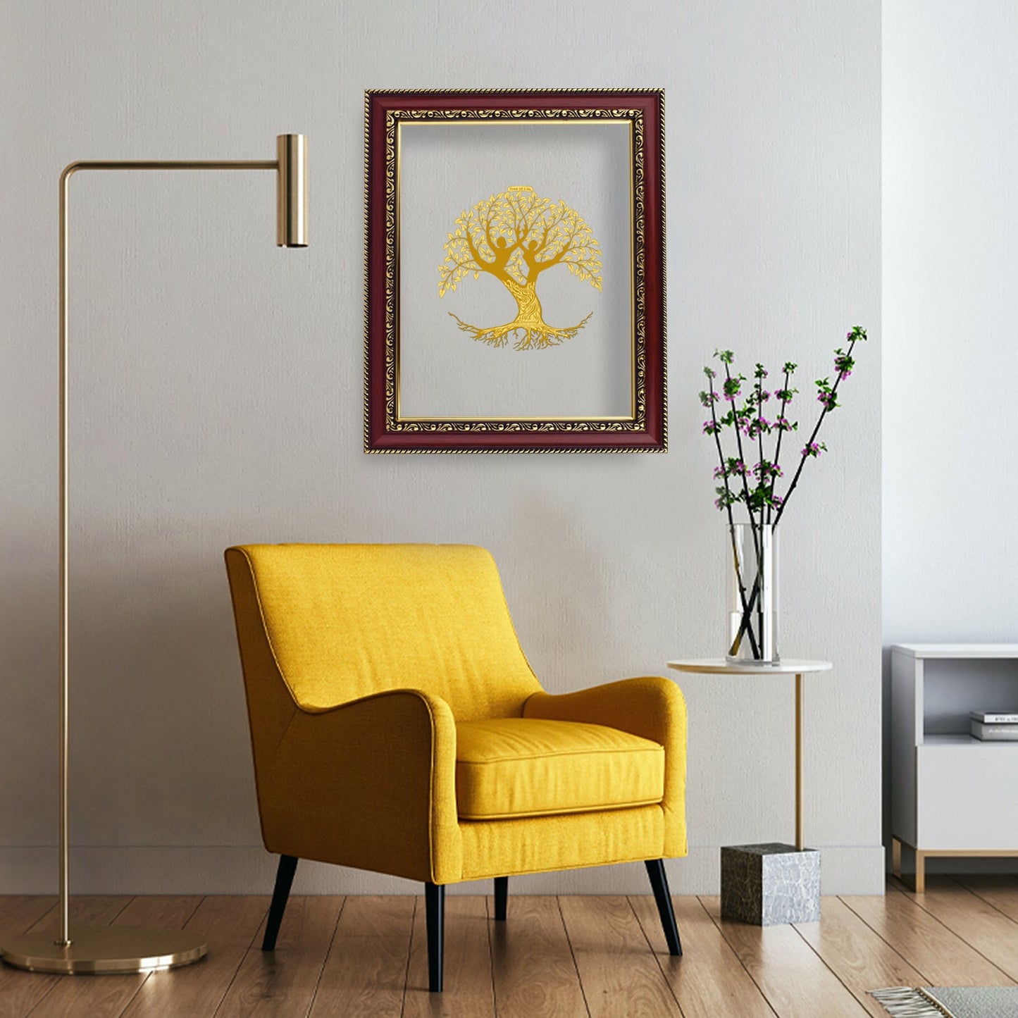Diviniti 24K Gold Plated Tree of Life Photo Frame For Home Decor & Wall Hanging (28 CM X 23 CM)