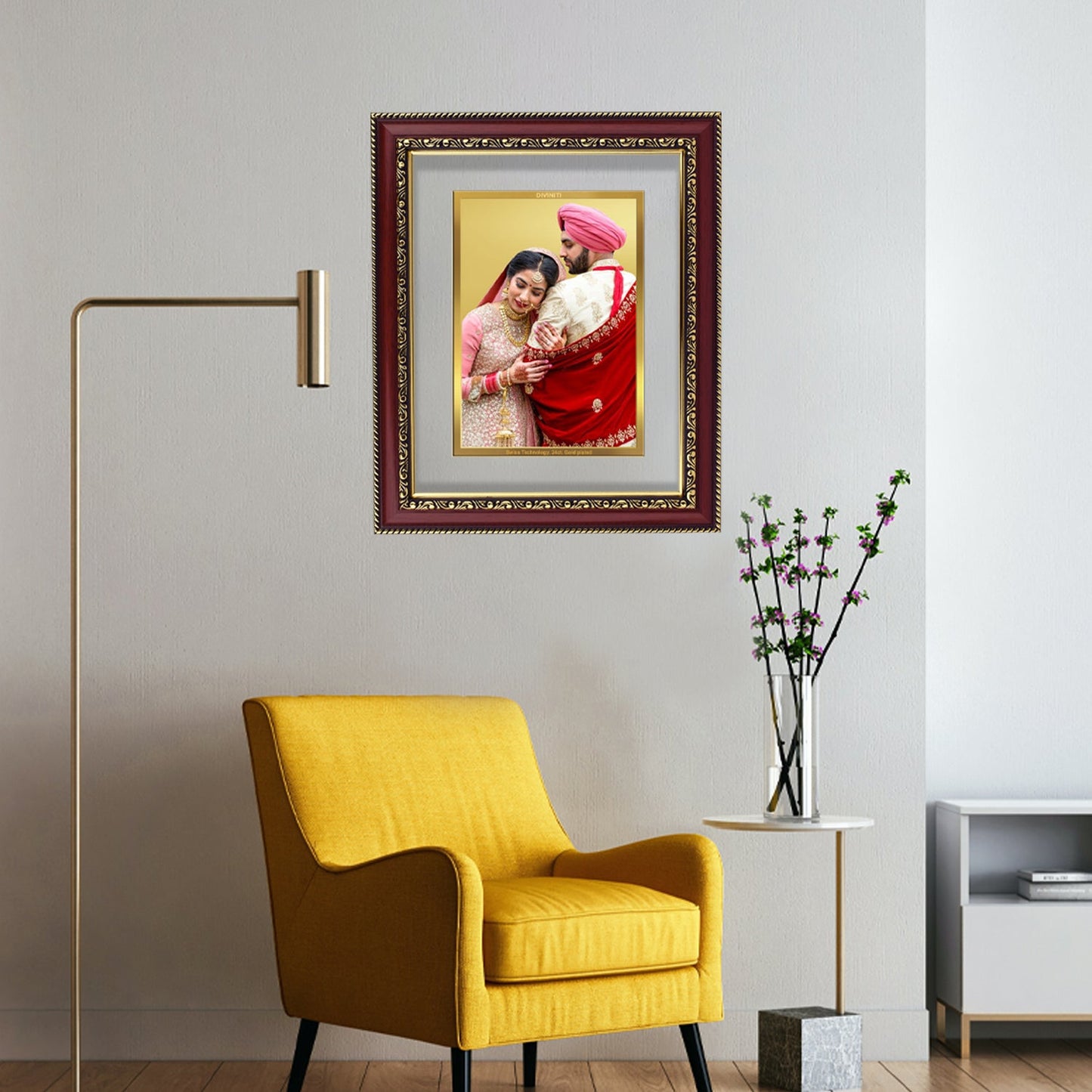 Diviniti Photo Frame With Customized Photo Printed on 24K Gold Plated Foil| Personalized Gift for Birthday, Marriage Anniversary & Celebration With Loved Ones|DG 105 S3