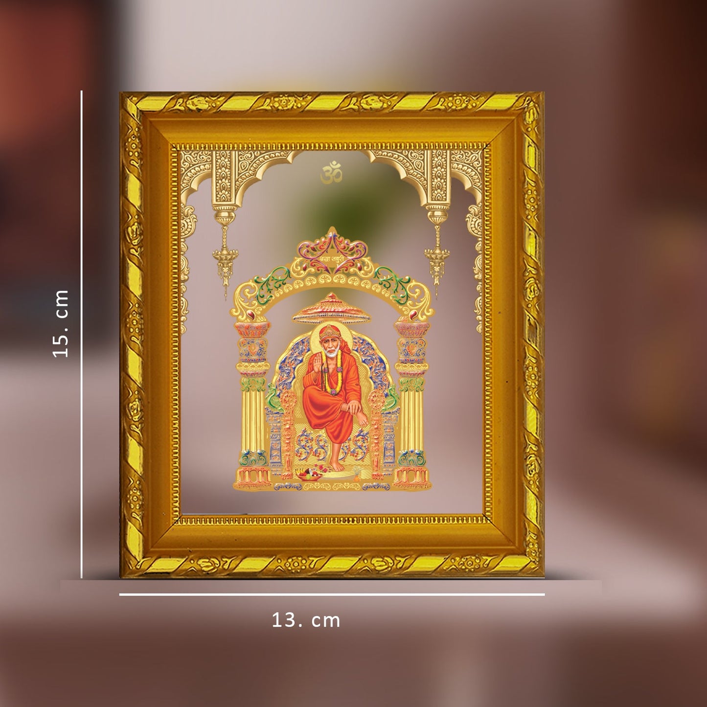 Diviniti 24K Gold Plated Sai Baba Photo Frame for Home Decor, Table (15 CM x 13 CM)